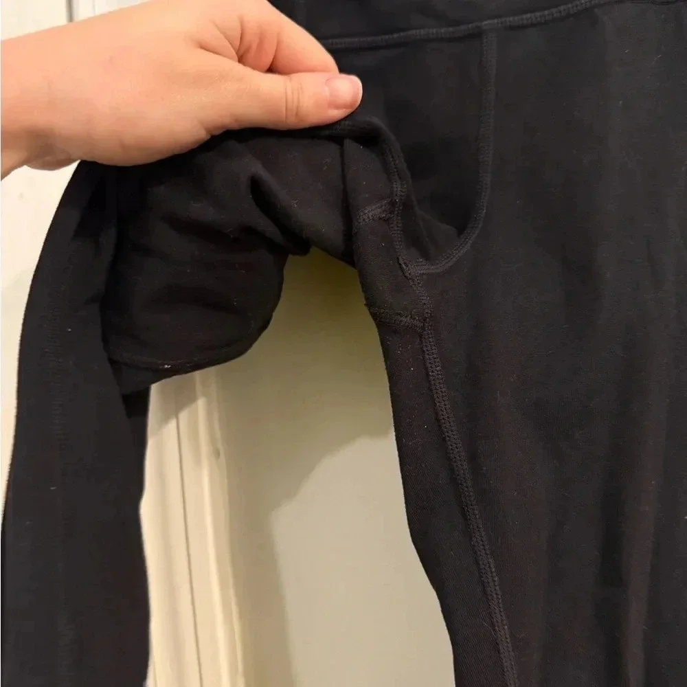Athleta Girl Black Mesh Cut Out Cropped Leggings Size XL/14